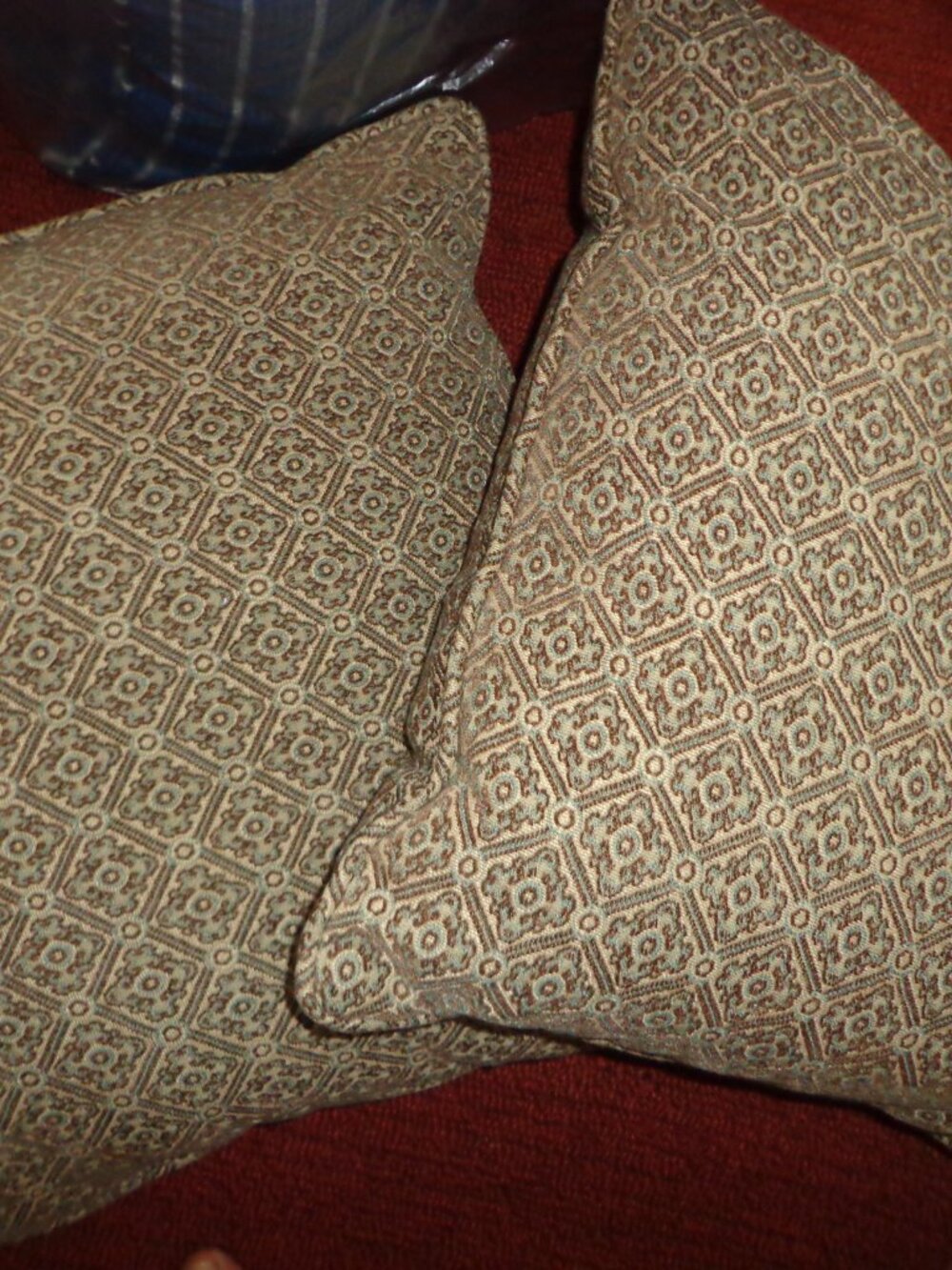 Set of 2 Accent Pillows 19" Square Tan Multi